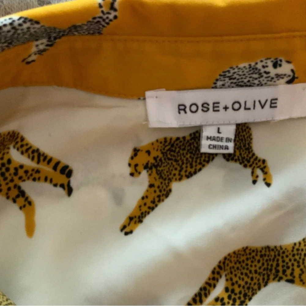 Rose & Olive Mustard and Cream Leopard Print Button-Up Blouse - Picture 5 of 8